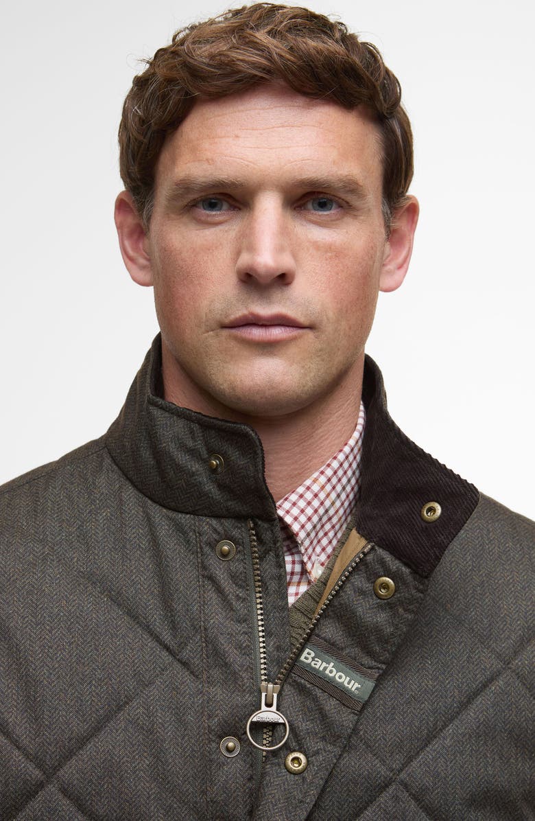 Barbour Shoveler Herringbone Quilted Jacket, Alternate, color, Dark Olive