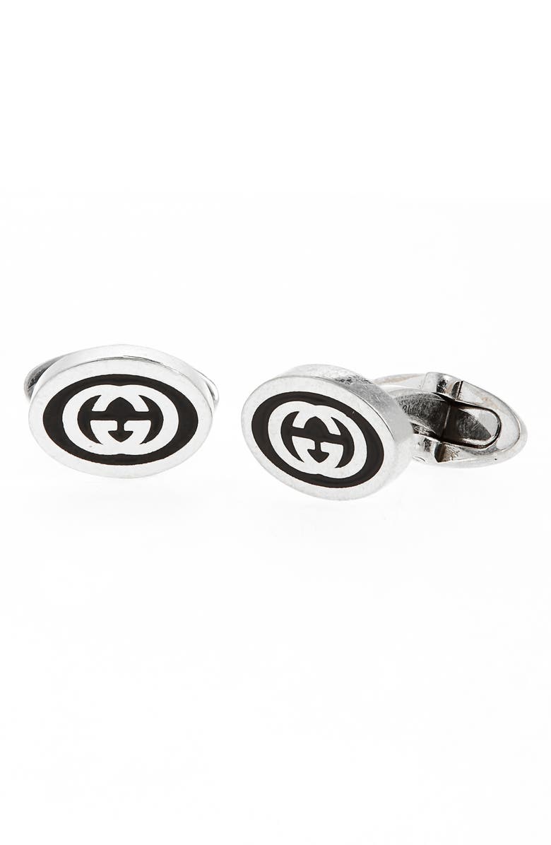 Gucci Interlocking GG Sterling Silver Cuff Links, Main, color, 