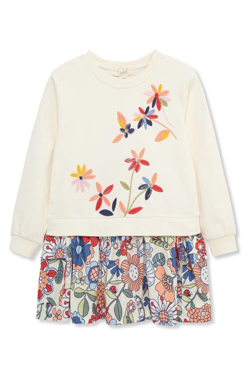 Peek Aren't You Curious Kids' Floral Embroidered Mock Two-piece Dress In Multi