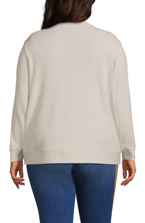 Lands' End Long Sleeve Waffle Quarter Zip Pullover In White