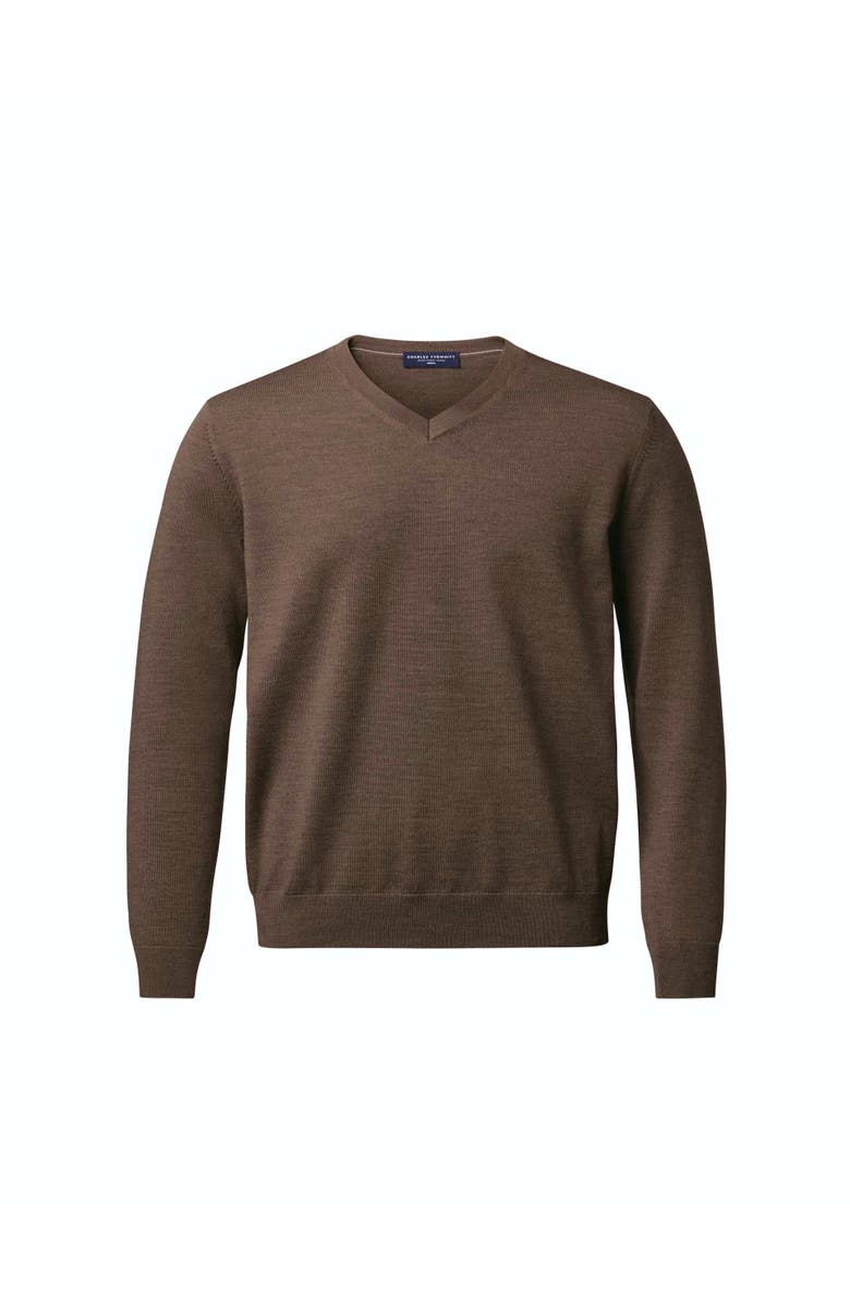 Charles Tyrwhitt Merino V-Neck Sweater, Alternate, color, Mocha