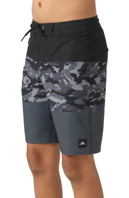 O'neill Kids' Hyperfreak Heat Block Swim Trunks In Black Camo