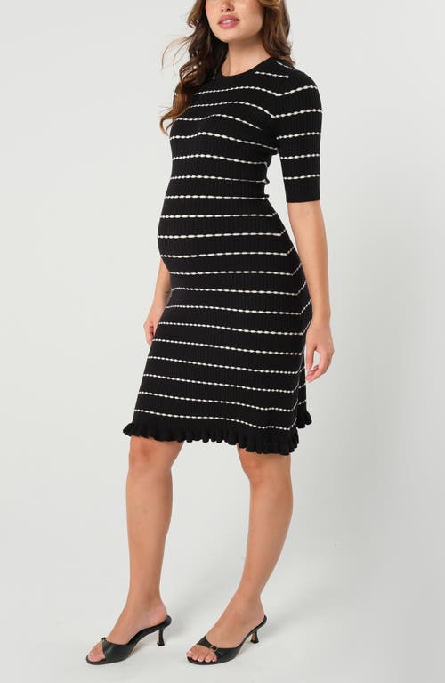 Marion Stripe Maternity Sweater Dress In Black