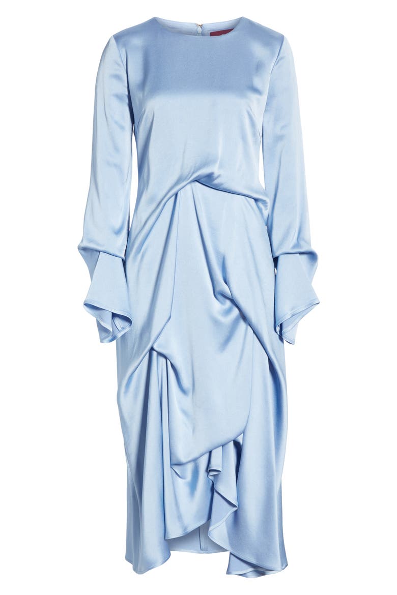 Noemi Satin Pickup Detail Midi Dress, Alternate, color, ICE BLUE