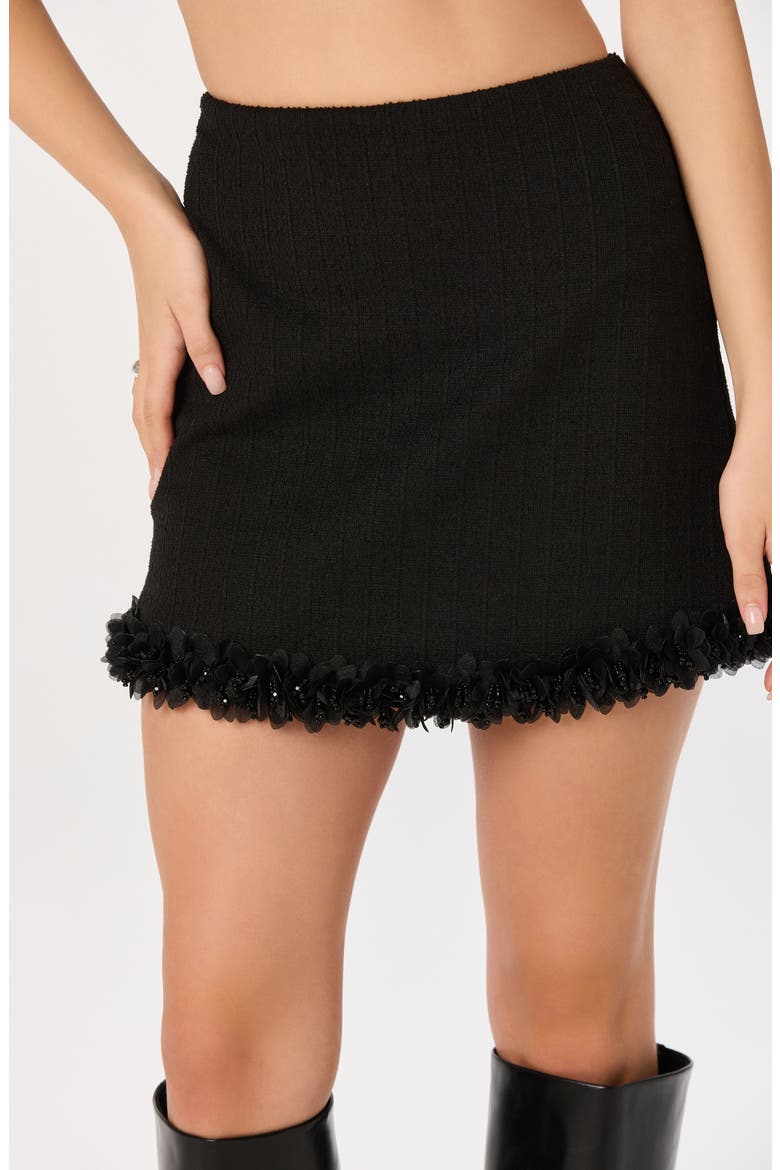 Claire Floral Trim Miniskirt, Alternate, color, BLACK