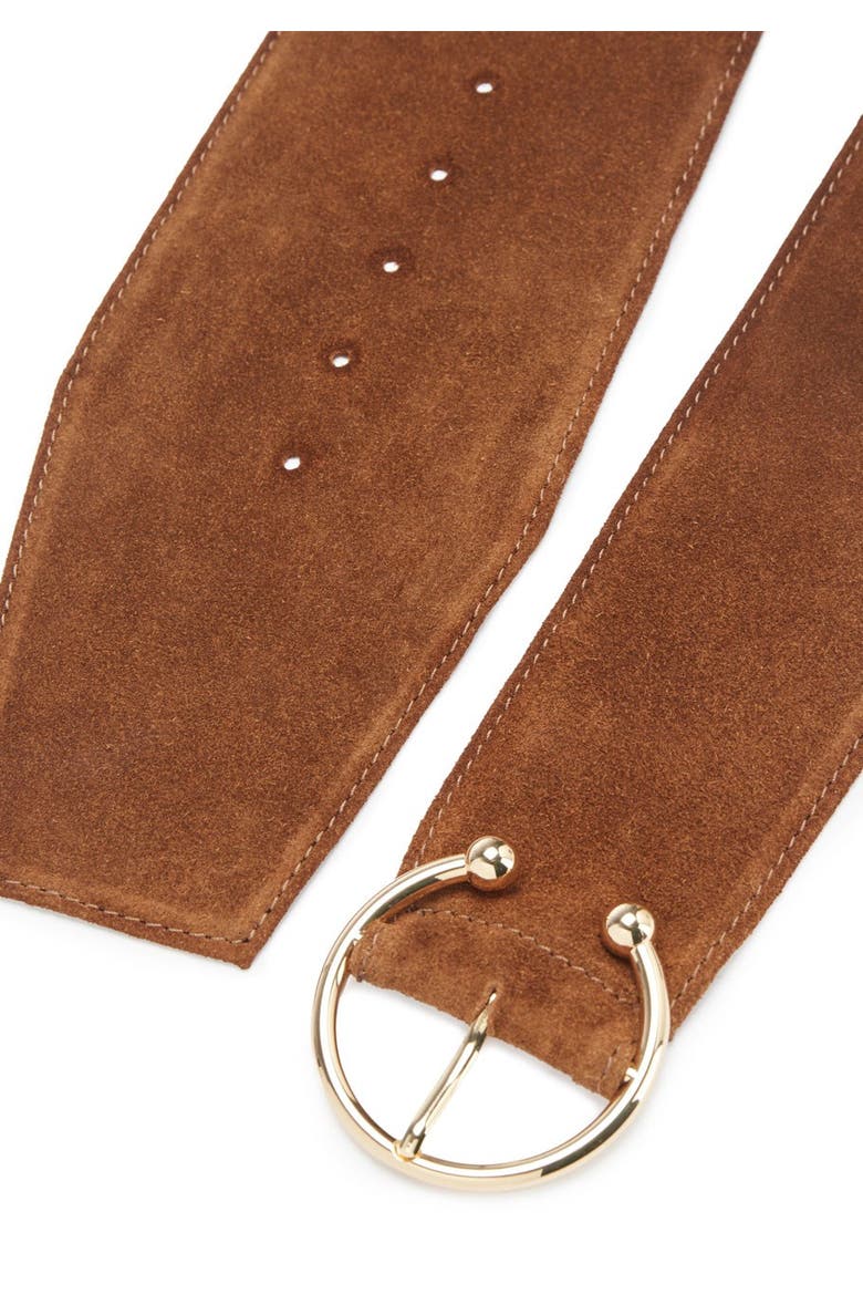 Wide Suede Waist Belt, Alternate, color, Cognac