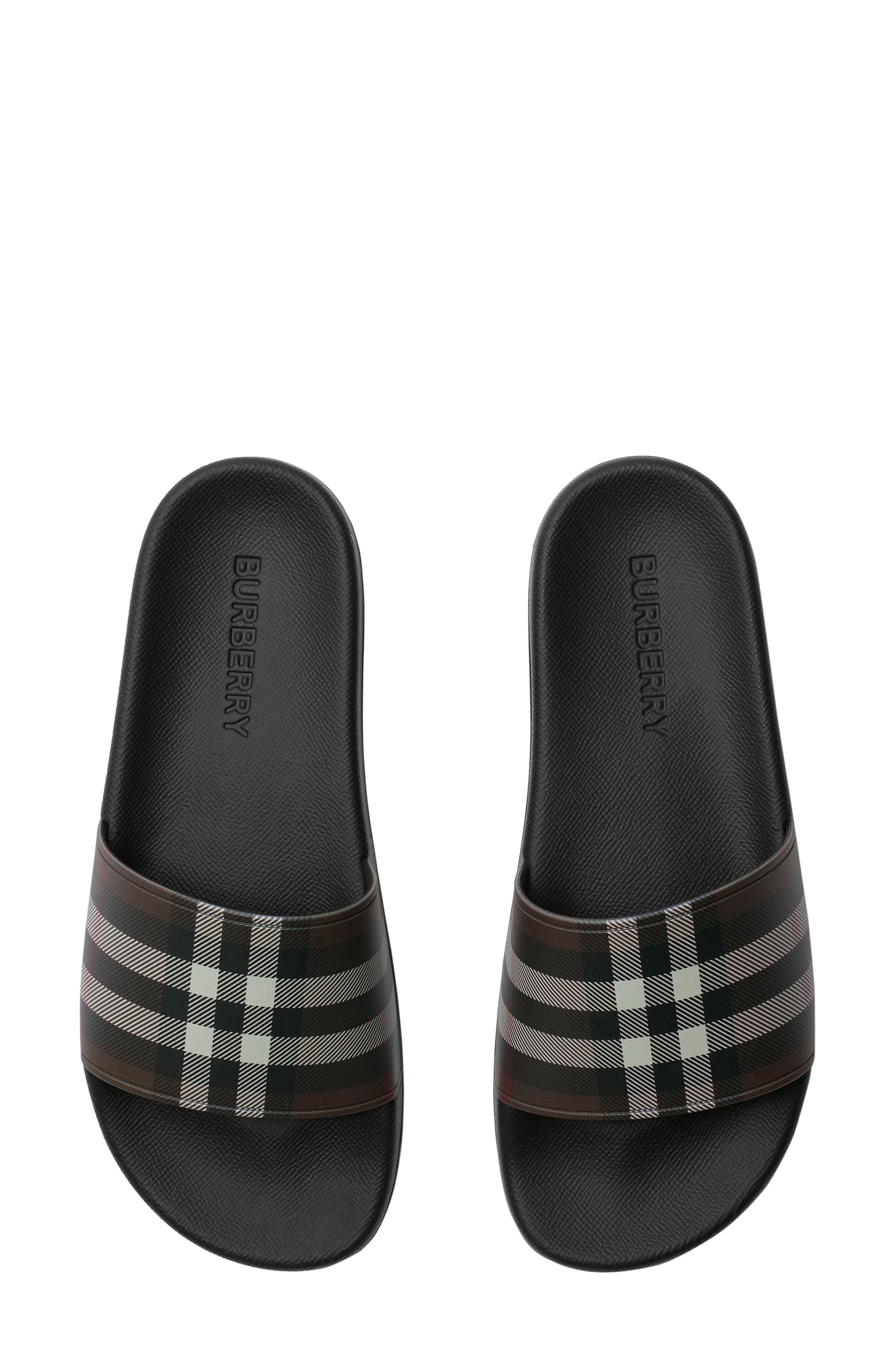 Burberry Furley Check Slide Sandal, Alternate, color, Mahogany Check