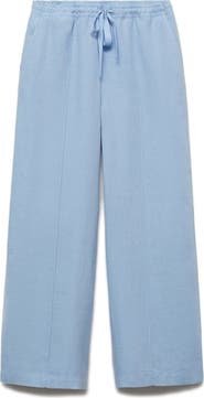 MANGO Drawstring Linen Pants