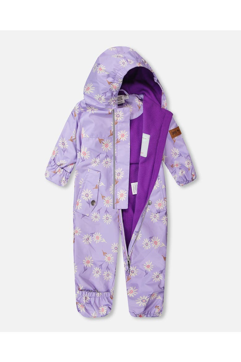 Baby Mid-Season One-Piece Daisy Print Outerwear with Hat, Alternate, color, Purple Printed Daisies