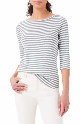 Stripe Boat Neck Cotton T-Shirt