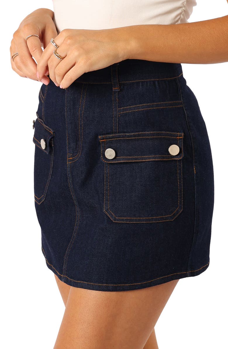 Petal & Pup Avery Cargo Denim Miniskirt, Alternate, color, Blue Wash