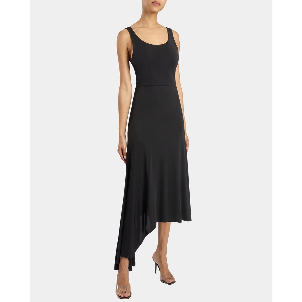 Santorelli Tani Sleeveless Midi Dress With Asymmetric Skirt Panel In Luxury Jersey