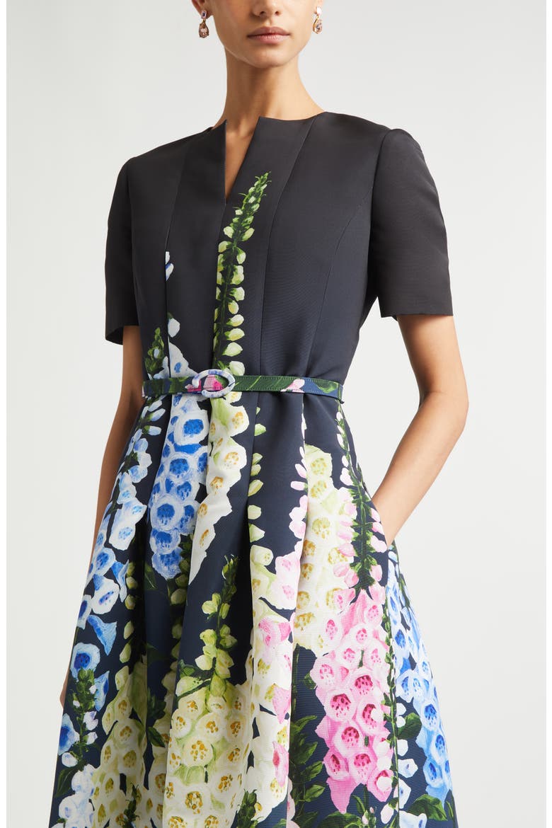 Foxglove Dégradé Belted Faille Fit & Flare Dress, Alternate, color, NIGHT SKY MULTI