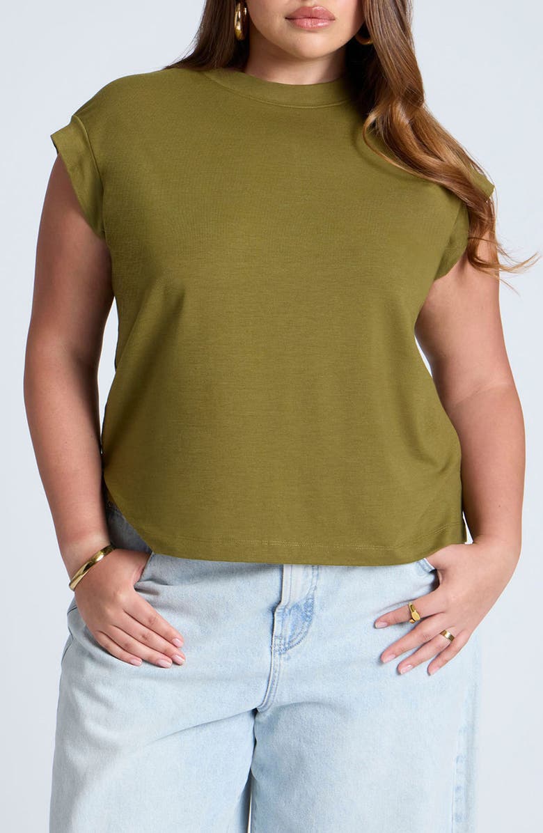 ELOQUII Cap Sleeve Jersey T-Shirt, Main, color,