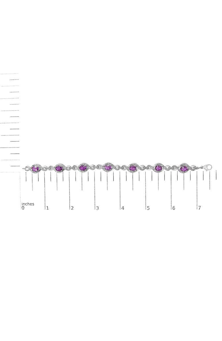 Haus of Brilliance Silver 1/10 Cttw Diamond and 7X5MM Oval Amethyst Cross Tennis Bracelet, Alternate, color, White