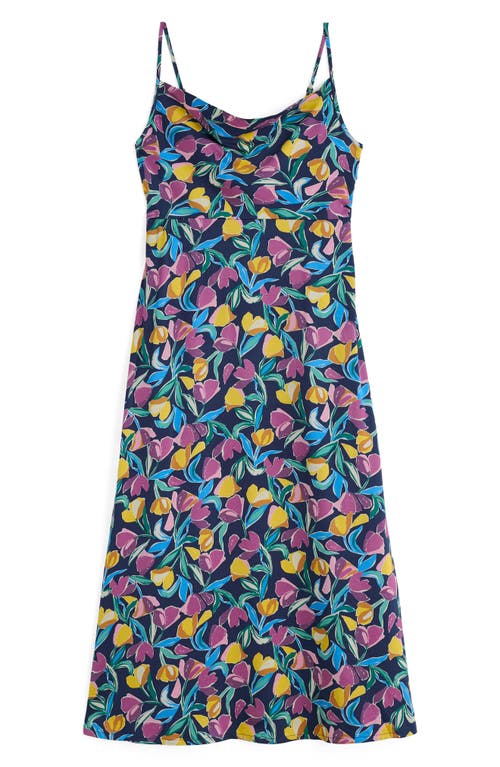 Shop Seasalt Cornwall Housel Bay Print Satin Midi Dress In Collaged Tulips Maritime