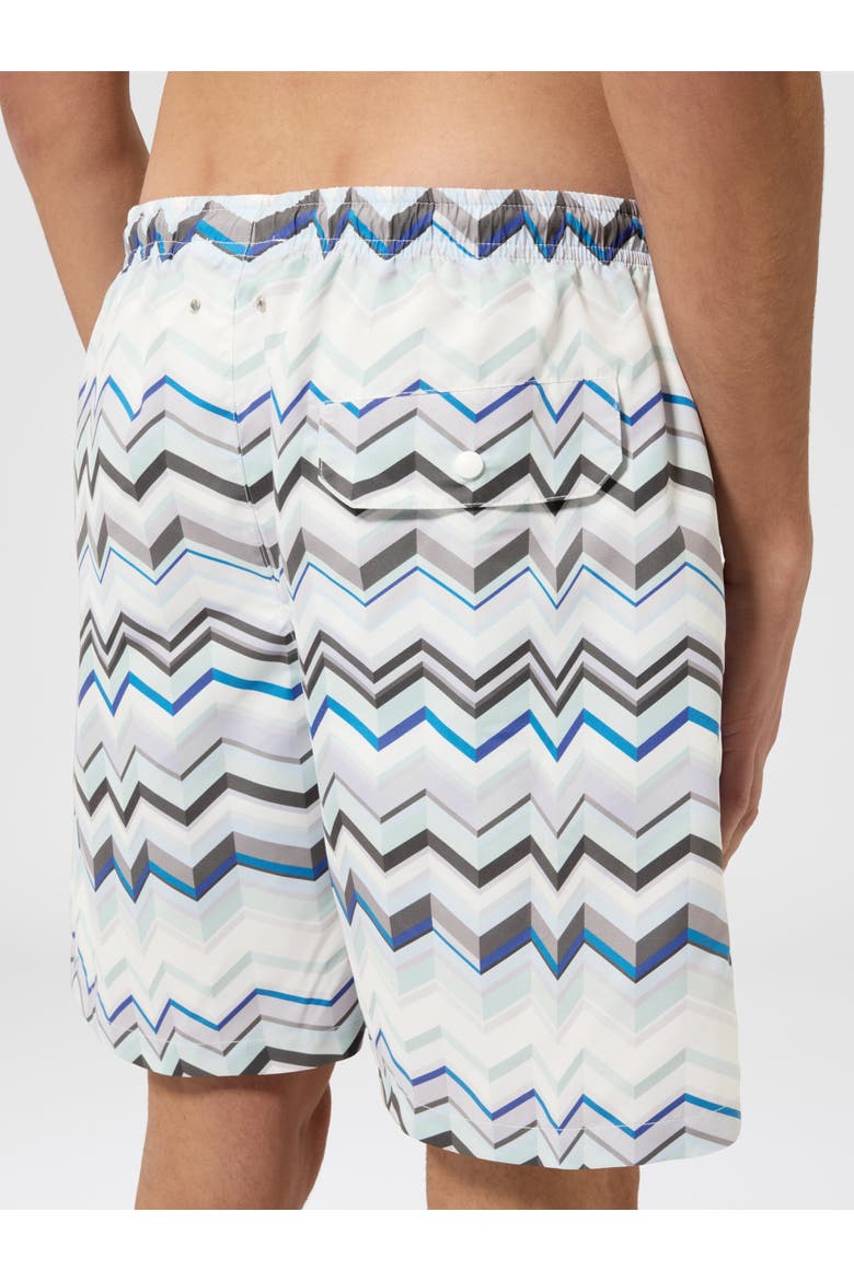 Long Swim Shorts With Irregular Zigzag Print, Alternate, color, Light Blue