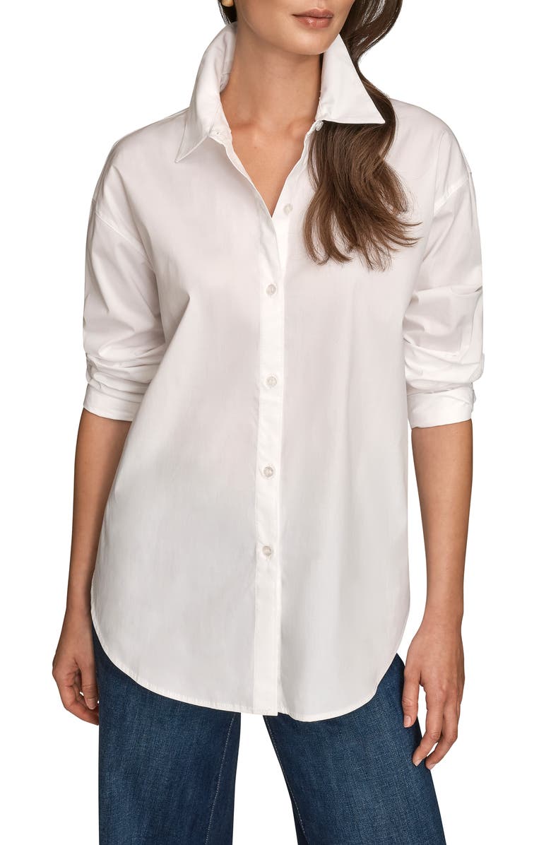 Donna Karan New York Long Sleeve Button-Up Shirt, Alternate, color, White