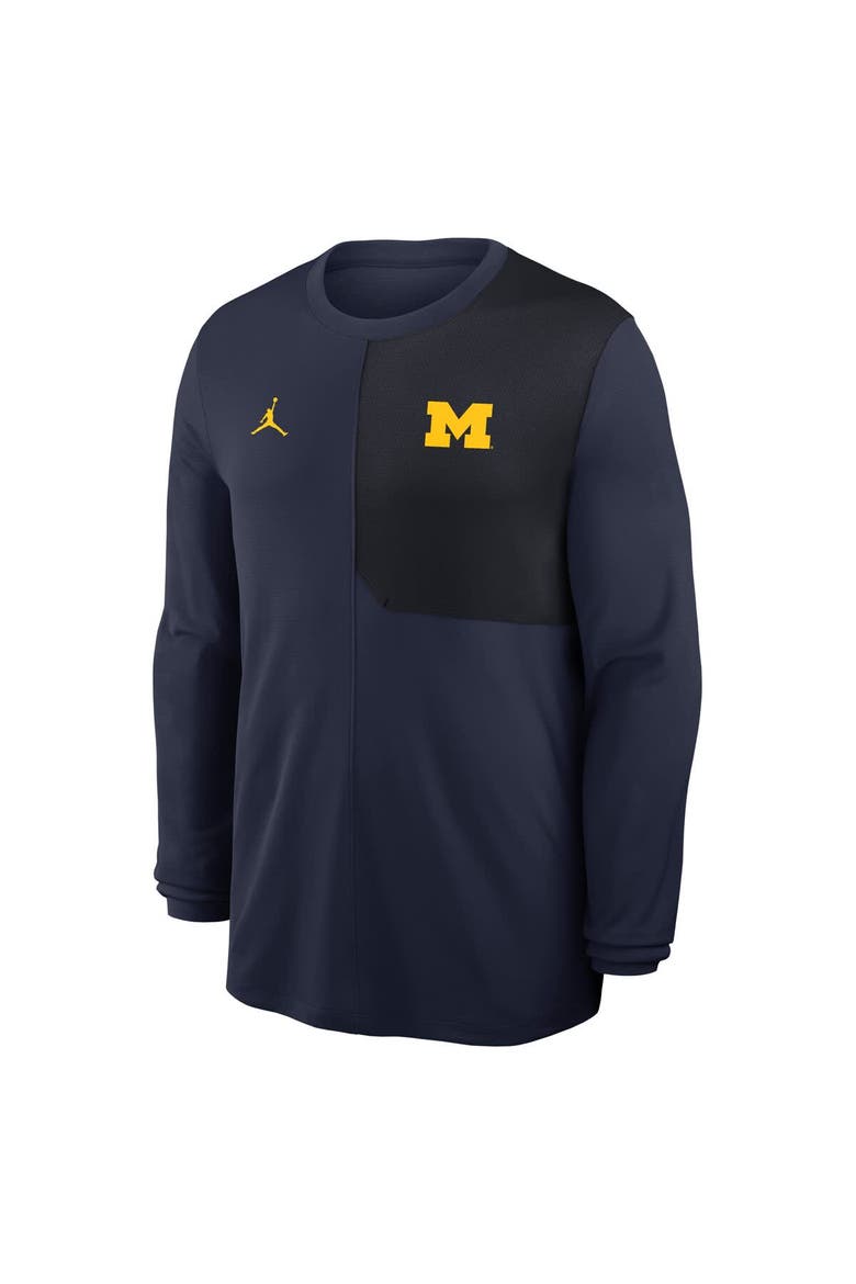 Men's Jordan Brand Navy Michigan Wolverines 2025 Sideline Coach UV Dri-FIT Long Sleeve Shirt, Alternate, color, Navy
