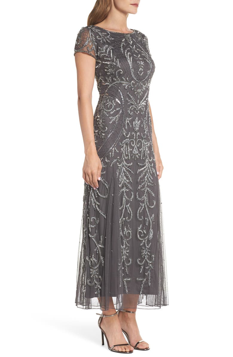 Pisarro Nights Embellished Mesh Gown, Alternate, color, 