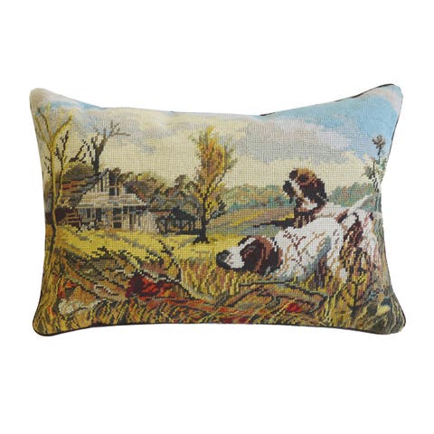 Irish Setter Puppy Dogs on Homestead Farm Needlepoint Decorative Accent Pillow