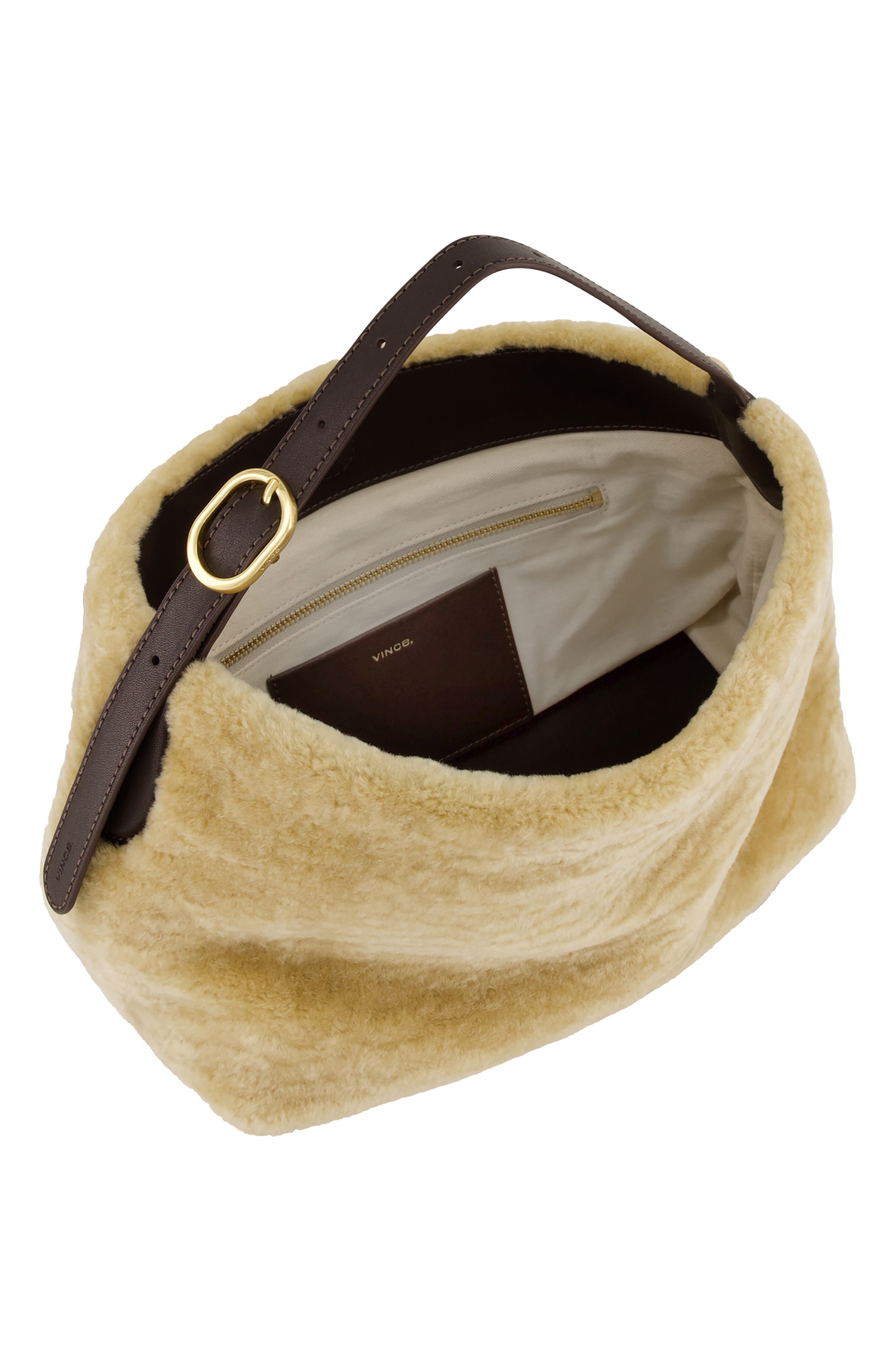 Vivian Small Genuine Shearling Hobo Bag, Alternate, color, CREAM