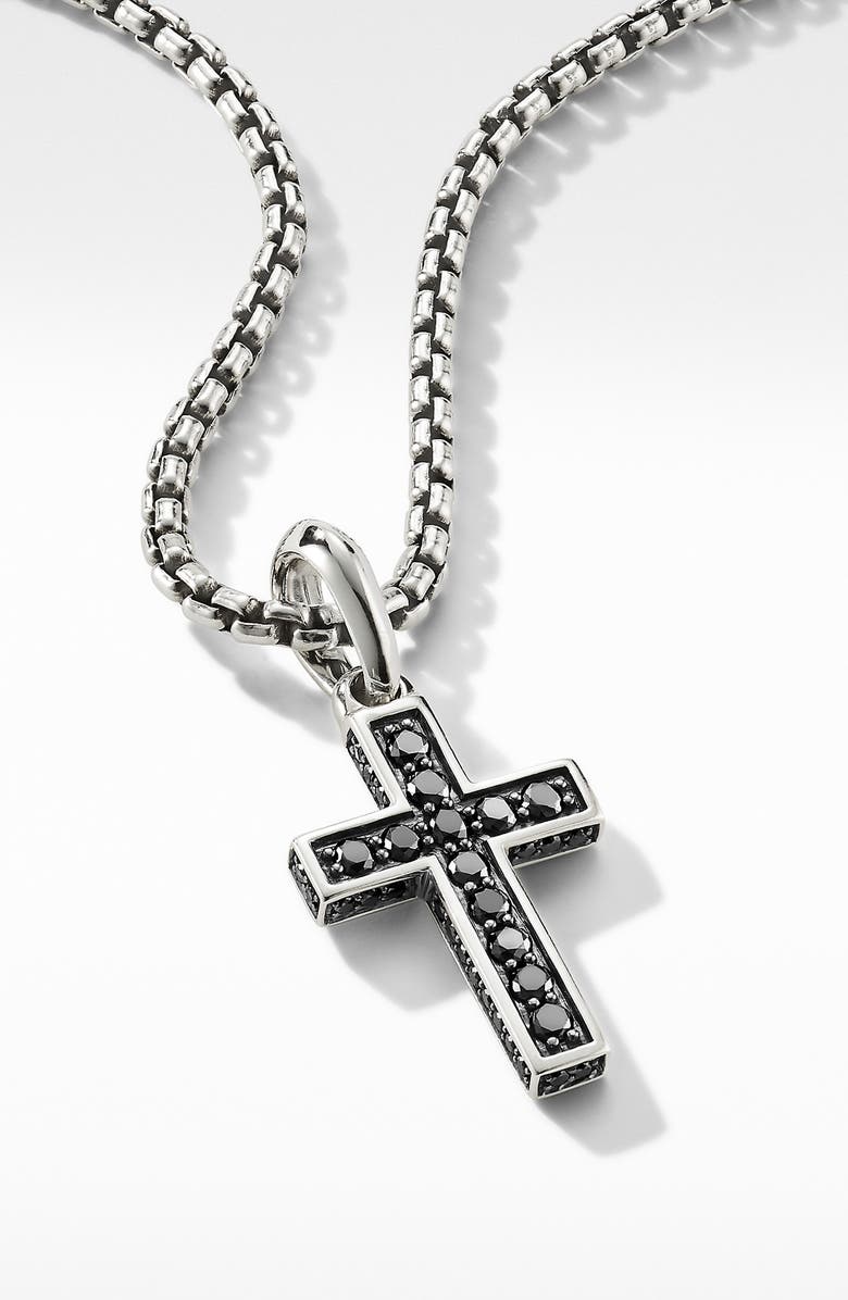 David Yurman Cross Pendant with Pavé Black Diamonds, Alternate, color, 
