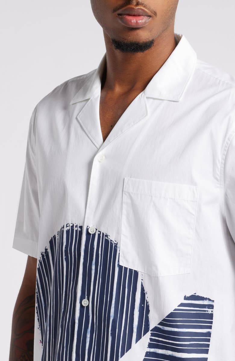 Nordstrom x Harlem's Fashion Row House of Aama Hatch Camp Shirt, Alternate, color, White- Navy Batik Graphic