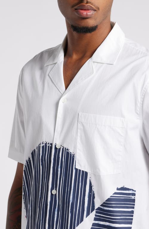 Nordstrom X Harlem's Fashion Row House Of Aama Hatch Camp Shirt In White- Navy Batik Graphic