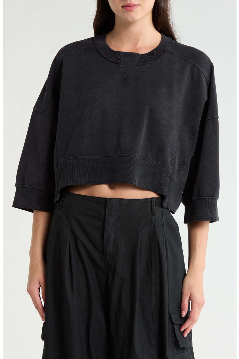 Intercept Pull Crop Raglan Sweatshirt, Main, color, BLACK