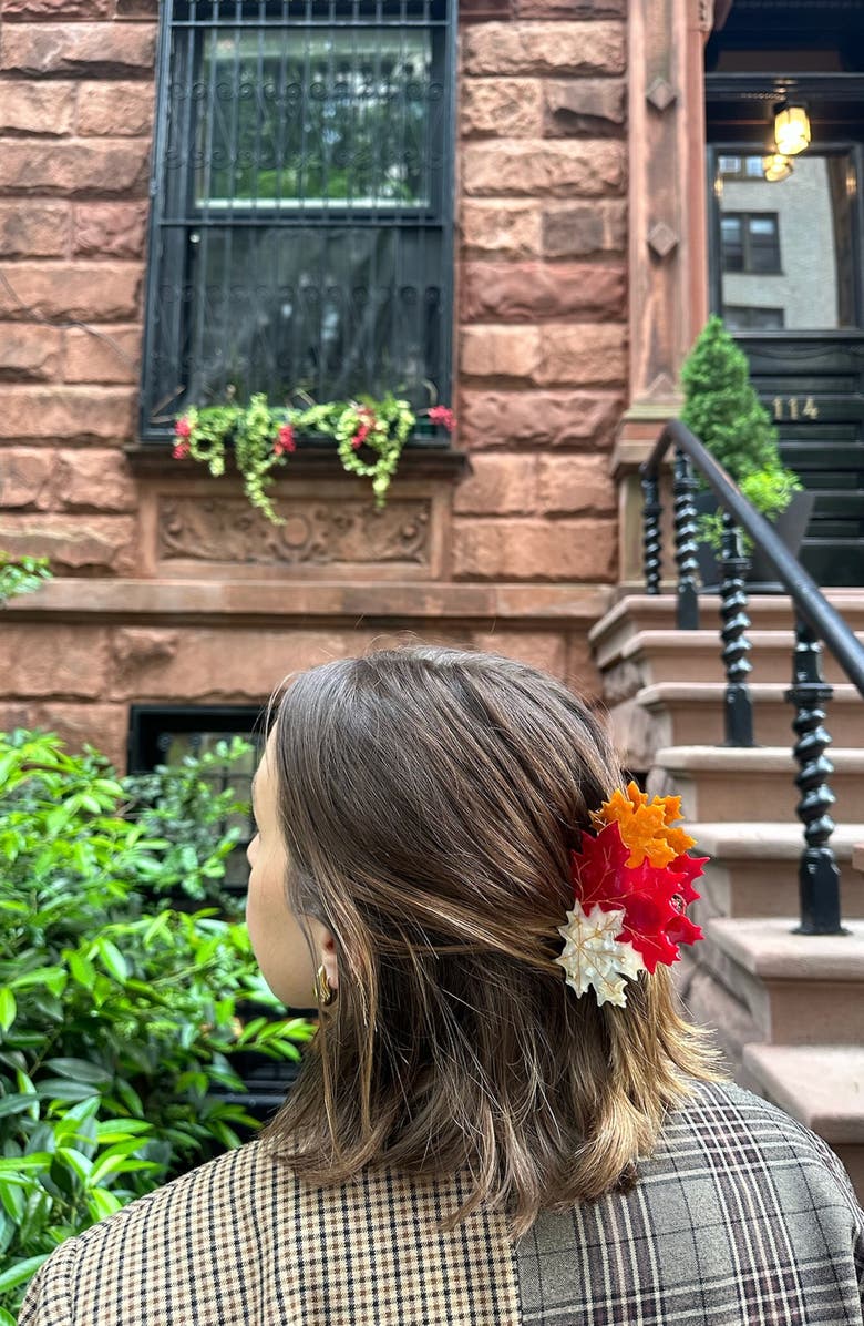 Solar Eclipse Maple Leaves Claw Clip, Alternate, color, Brown