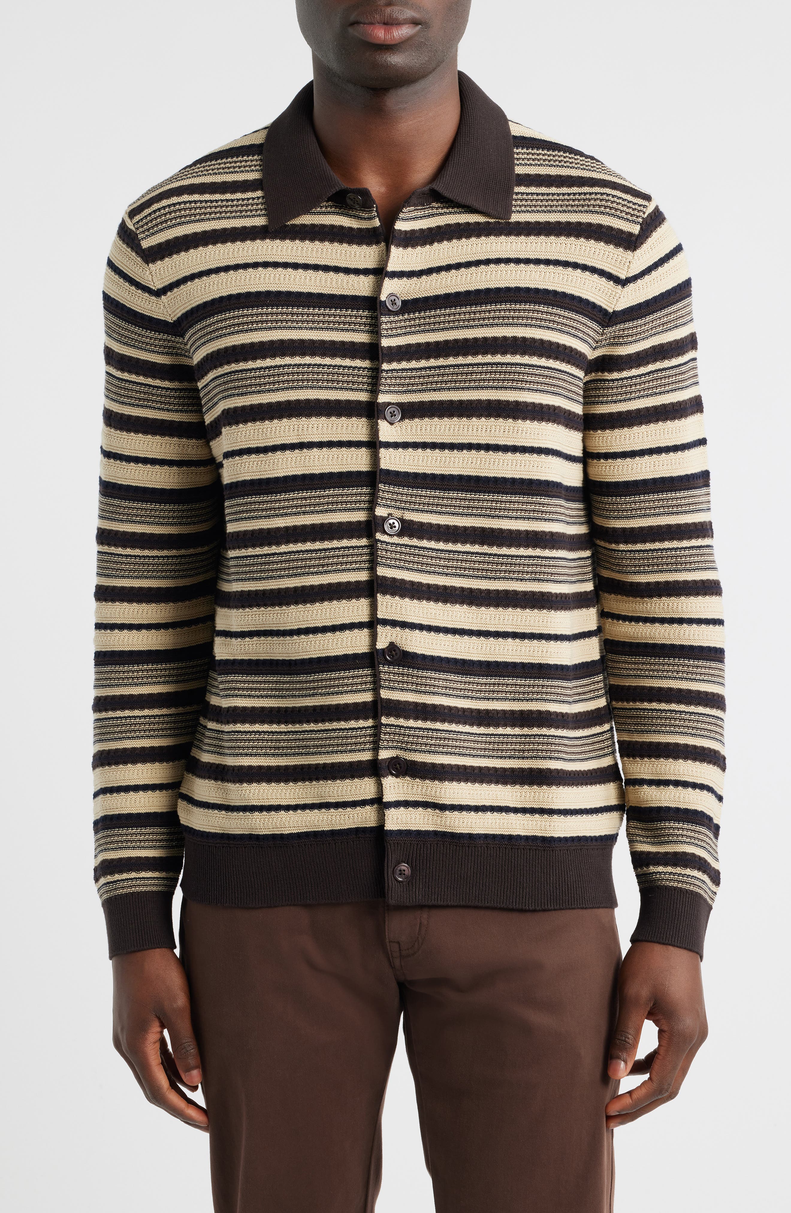 NN07 Nolan 6686 Stripe Organic Cotton Polo Cardigan