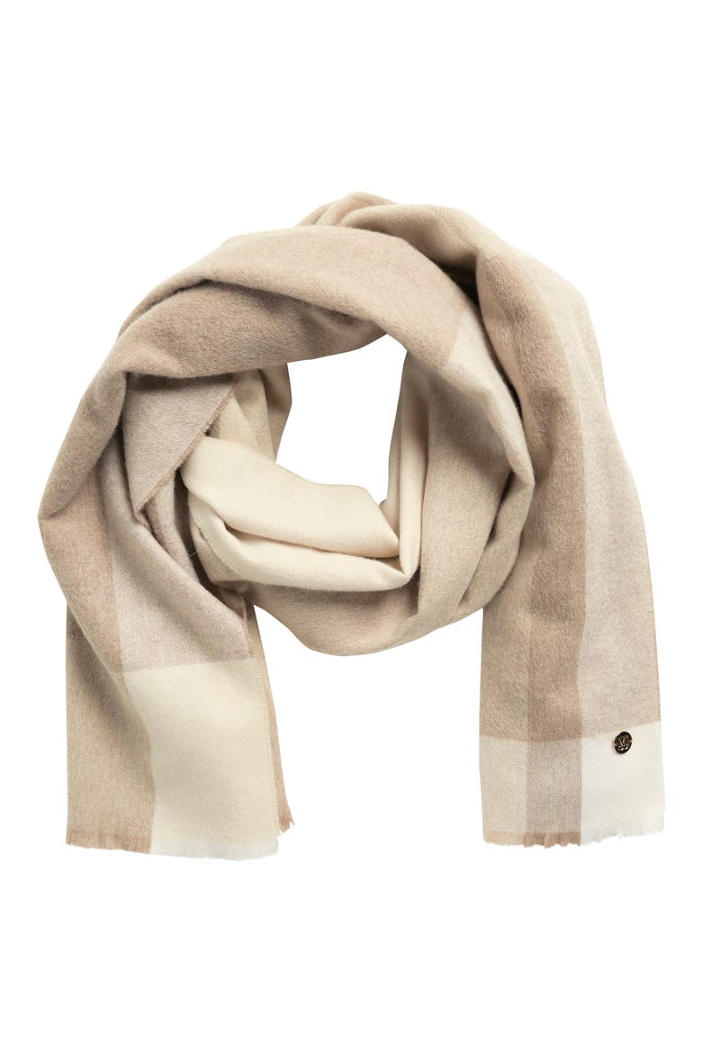 Plaid Cashmere Scarf, Main, color, CAMEL