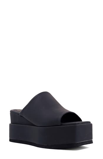 Shushop Karlie Platform Slide Sandal In Black