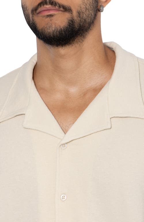 Shop Spring + Mercer Relaxed Cotton & Hemp Button-down Polo In Stone