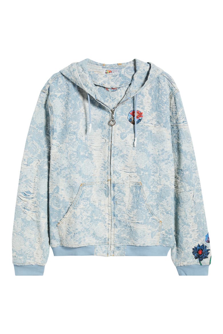 Dark Lotus Distressed Hoodie, Main, color, BLUE
