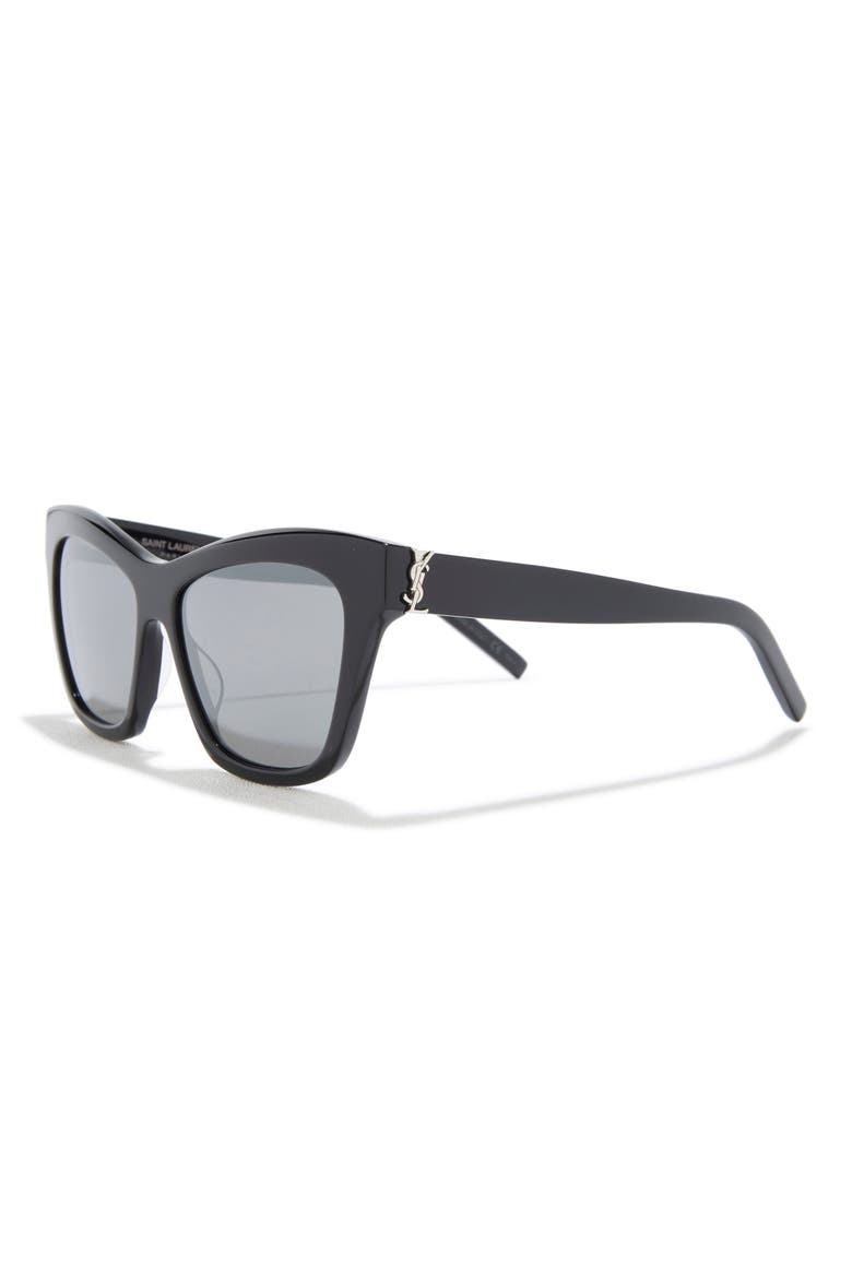 56mm Cat Eye Sunglasses, Alternate, color, BLACK BLACK SILVER