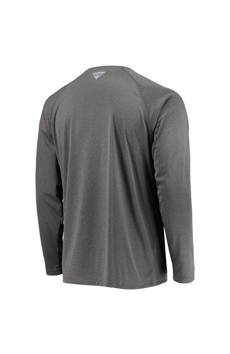 Columbia Men's Columbia Heather Charcoal North Carolina Tar Heels Terminal Tackle Omni-Shade Raglan Long Sleeve T-Shirt, Alternate, color, 