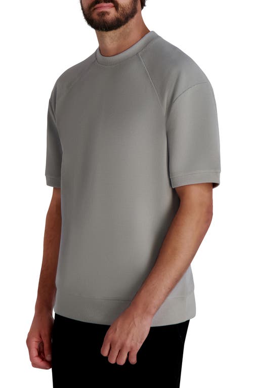 Karl Lagerfeld Oubboo Mock Neck Waffle Knit T-shirt In Gray