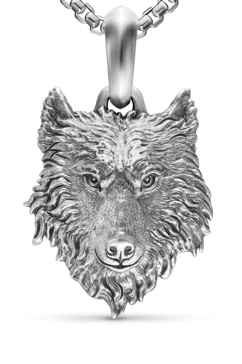 Petrvs Sterling Silver Wolf Amulet, Alternate, color, SILVER