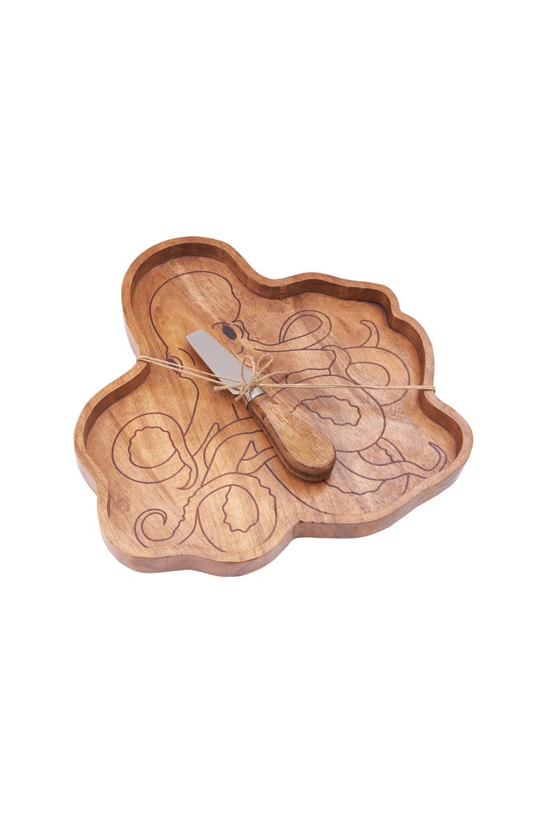 Octopus Serving Board with Spreader Set of 2, Main, color, Brown