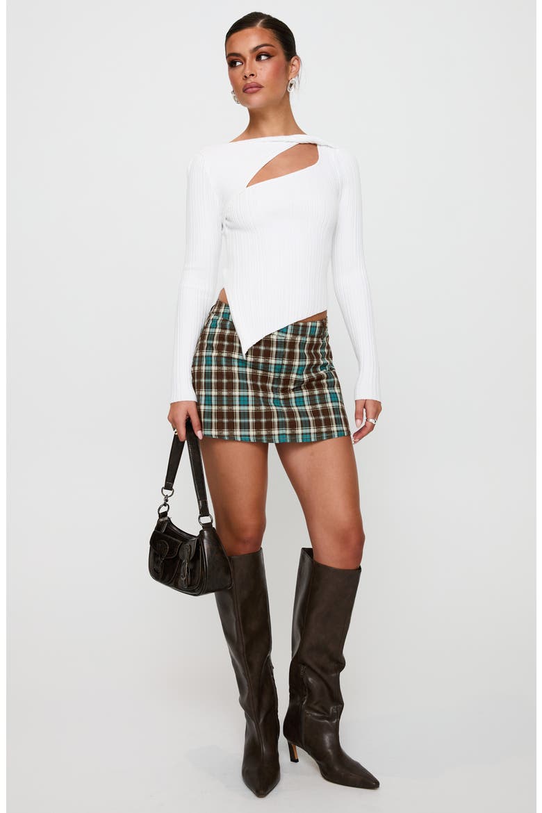 Ellara Asymmetric Long Sleeve Top, Alternate, color, WHITE