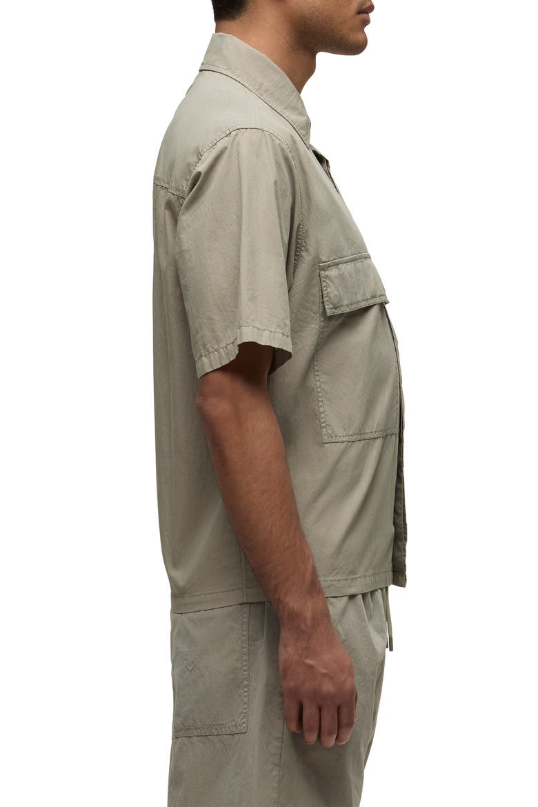 Utility Oversize Short Sleeve Cotton & Nylon Snap-Up Shirt, Alternate, color, LAUREL