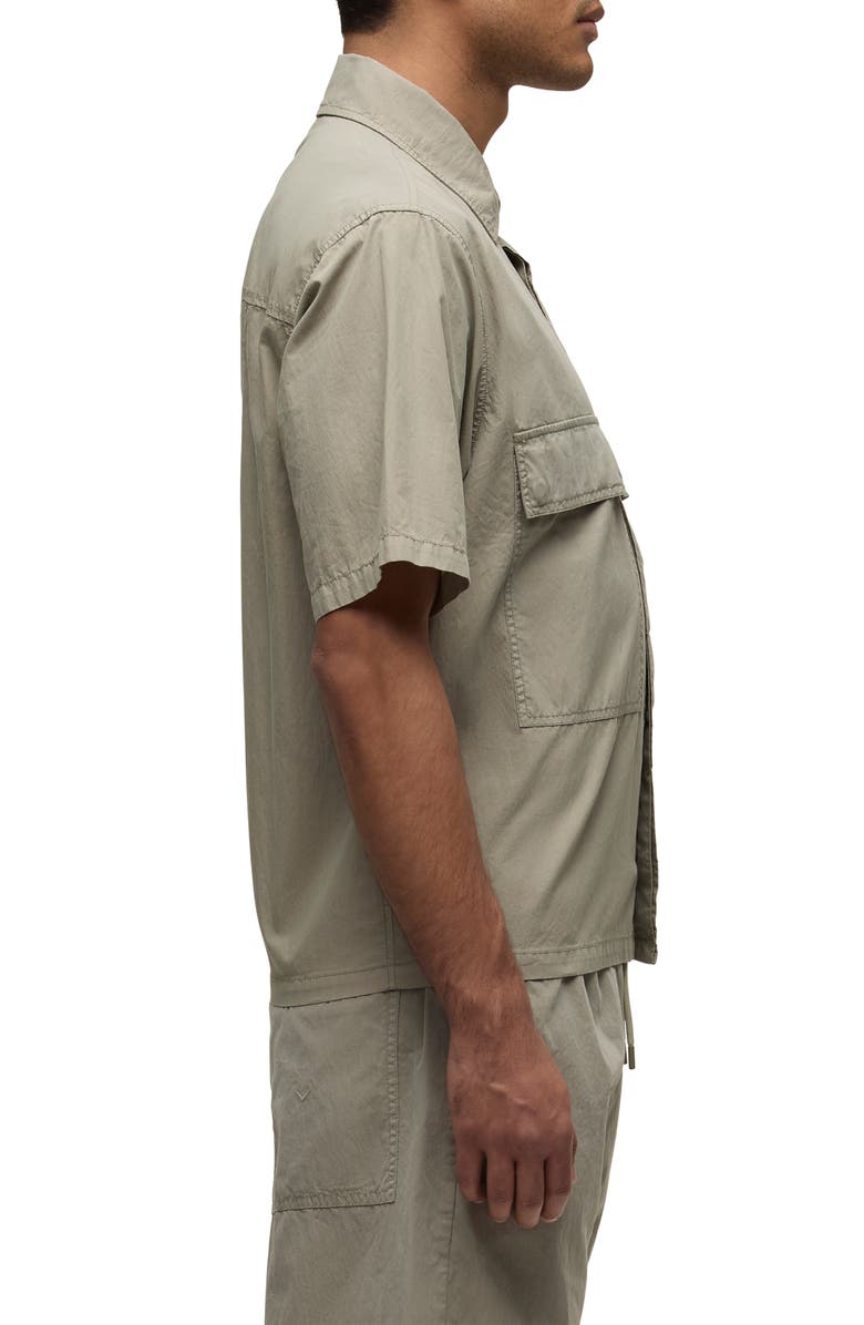 Hudson Jeans Utility Oversize Short Sleeve Cotton & Nylon Snap-Up Shirt, Alternate, color, Laurel