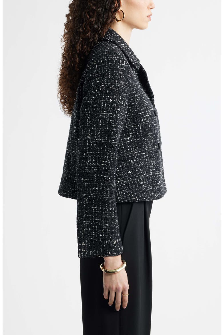 Textured Cropped Jacket, Alternate, color, BLACK- IVORY TWEED