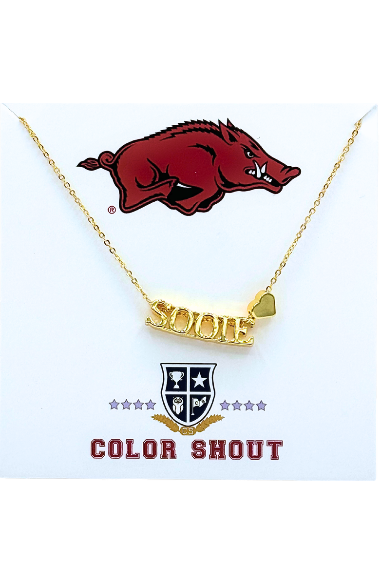 Color Shout University of Arkansas Gold Heart Necklace, Main, color, Yellow Gold