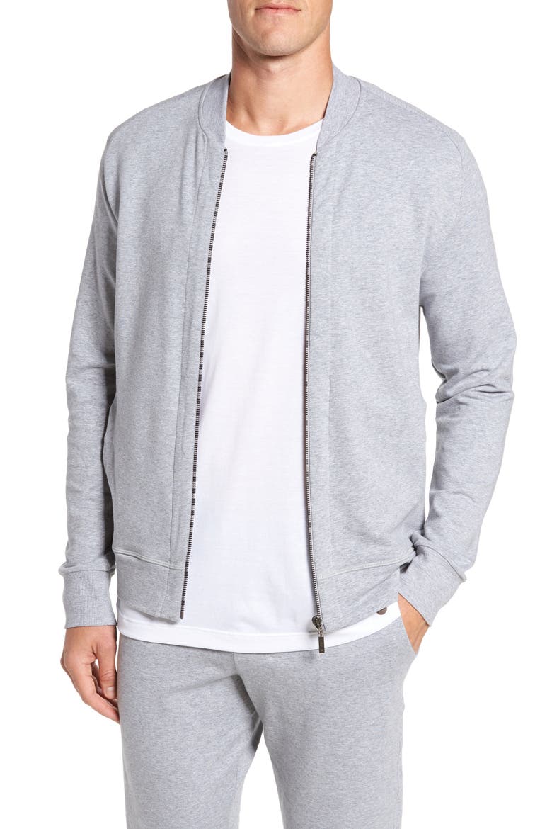 Living Cotton Zip-Up Jacket, Main, color, GREY MELANGE