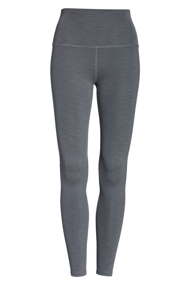 Heather High Waist Rib Leggings, Alternate, color, GRAY HEATHER