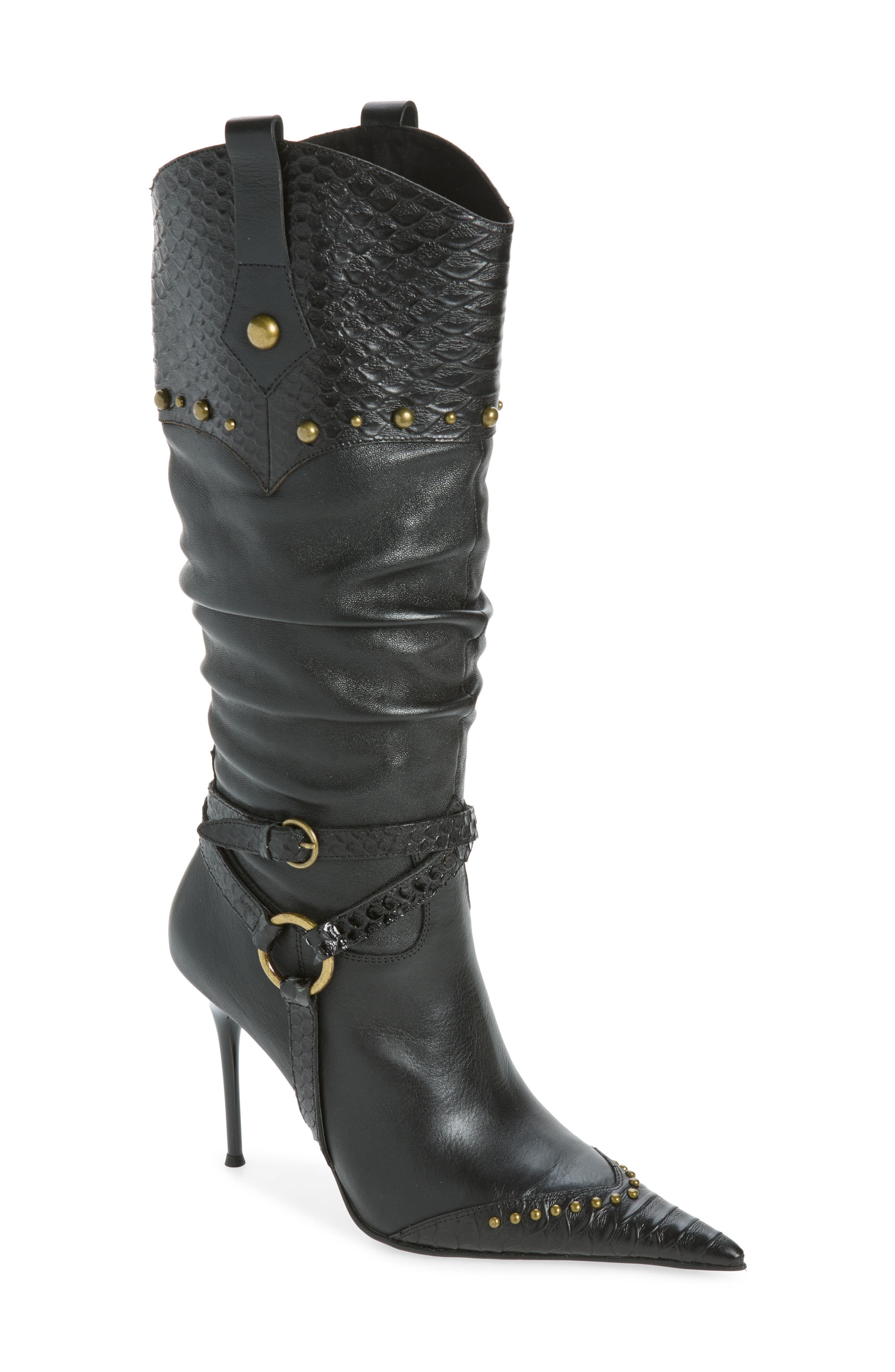 Headturner Pointed Toe Western Boot, Main, color, BLACK SNAKE COMBO