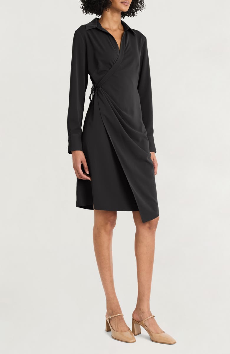 Luxely Long Sleeve Wrap Shirtdress, Alternate, color, 